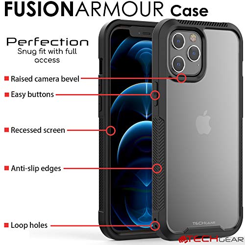 [Fusion Armour Case] Premium Slim Hybrid Tough Heavy Duty, Clear Back Bumper Case for iPhone 12 Pro Max