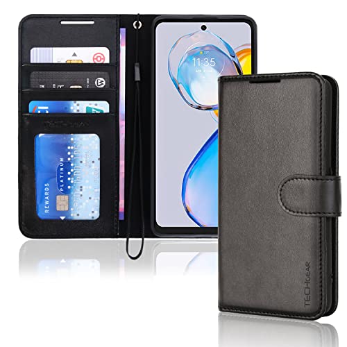 [Wallet Case] Protective Cover with Cash & Card Holder, Stand and Wrist Strap For Motorola Moto E32