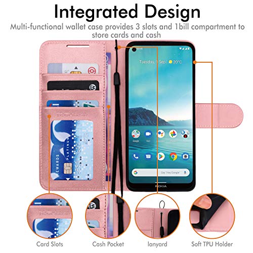 [Wallet Case] Protective Cover with Cash & Card Holder, Stand and Wrist Strap For Nokia 3.4