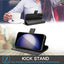 [Leather Wallet Case] Genuine Leather [RFID Blocking] Magnetic Flip Case with Card & Slots and Stand For Samsung Galaxy S23 Plus