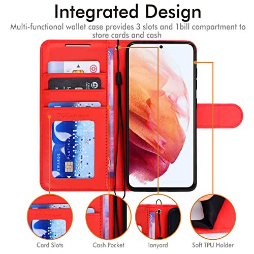 [Wallet Case] Protective Cover with Cash & Card Holder, Stand and Wrist Strap For Samsung Galaxy S23
