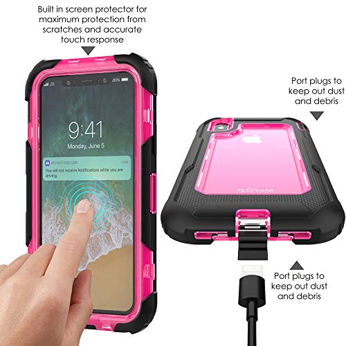[Contender Case] iPhone XS Max Heavy Duty Case with Built-in Screen Protector, 360 [Full Body] Protective Cover with Kick Stand