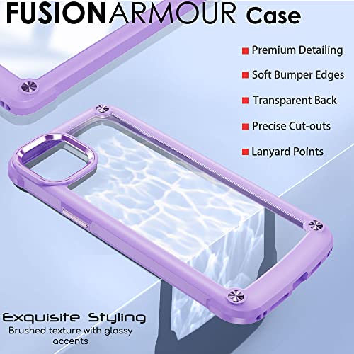 [Fusion Armour Case] Premium Hybrid Tough Heavy Duty, Rugged, Clear Back Bumper Case for Apple iPhone 14 Pro Max 6.7"