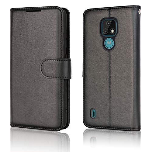 [Wallet Case] Protective Cover with Cash & Card Holder, Stand and Wrist Strap For Motorola Moto E7