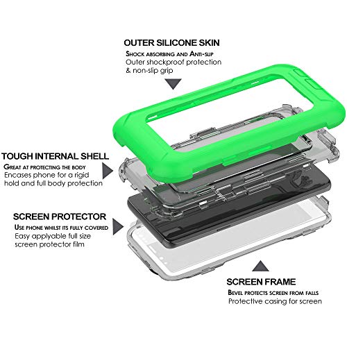 [Contender Case] Samsung Galaxy S9 Plus Heavy Duty Case with Built-in Screen Protector, 360 [Full Body] Protective Cover with Kick Stand