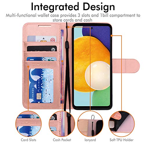 [Wallet Case] Protective Cover with Cash & Card Holder, Stand and Wrist Strap For Samsung Galaxy A72 5G