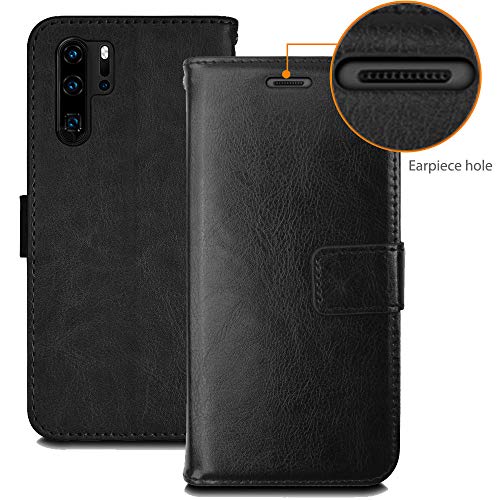 [Wallet Case] Protective Cover with Cash & Card Holder, Stand and Wrist Strap For Huawei P30 Pro