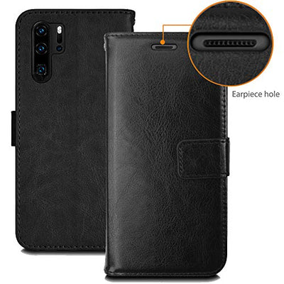 [Wallet Case] Protective Cover with Cash & Card Holder, Stand and Wrist Strap For Huawei P30 Pro