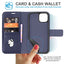 [Leather Wallet Case] Genuine Leather [RFID Blocking] Magnetic Flip Case with Card & Slots and Stand For iPhone 14 Plus