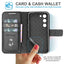 [Leather Wallet Case] Genuine Leather [RFID Blocking] Magnetic Flip Case with Card & Slots and Stand For Samsung Galaxy S23