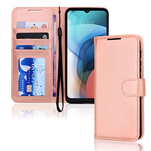 [Wallet Case] Protective Cover with Cash & Card Holder, Stand and Wrist Strap For Motorola Moto E7i Power