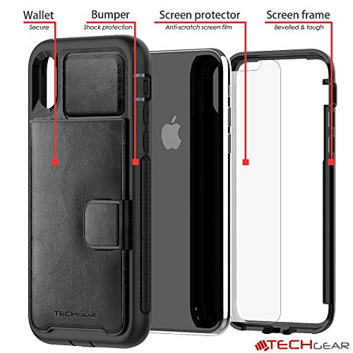 Tough Armoured Wallet 360 ShockProof Case with Card Slots & Stand for Apple iPhone XS Max