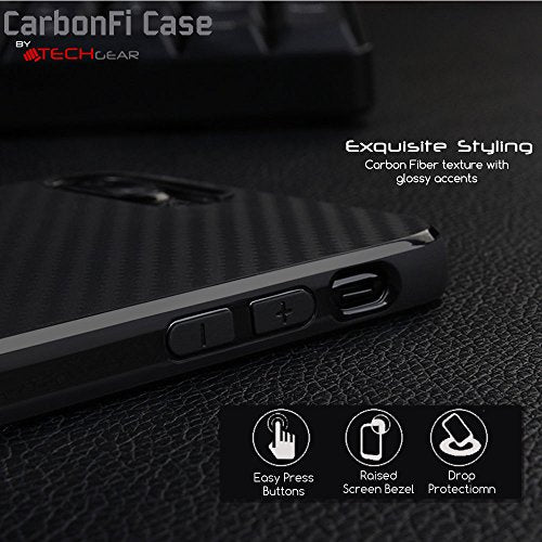 [CarbonFi Case] Flexible Shockproof  Slim Fit Case Cover with Carbon Fibre Detailing for iPhone 8 Plus / 7 Plus