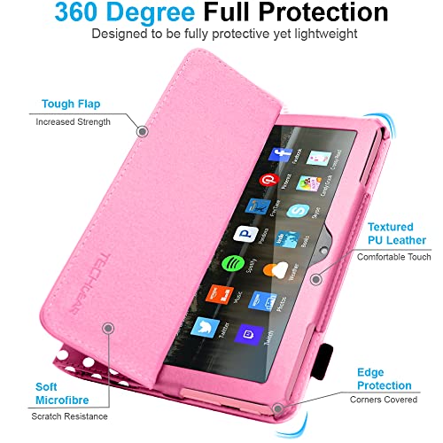 [Folio Case] Smart Cover Stand with Auto Sleep/Wake & Hand Strap For New Amazon Fire 7" (12th Generation / 2022)