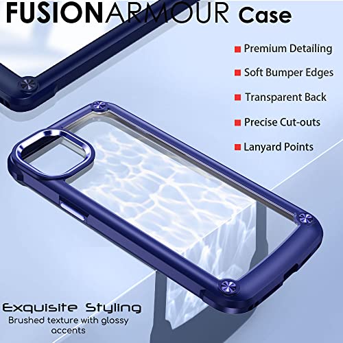 [Fusion Armour Case] Premium Hybrid Tough Heavy Duty, Rugged, Clear Back Bumper Case for Apple iPhone 14 Pro Max 6.7"