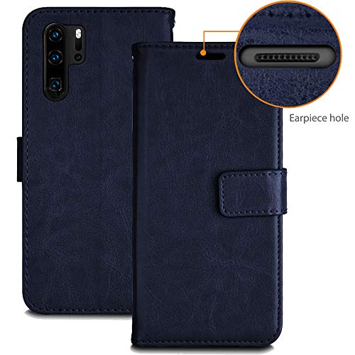 [Wallet Case] Protective Cover with Cash & Card Holder, Stand and Wrist Strap For Huawei P30 Pro