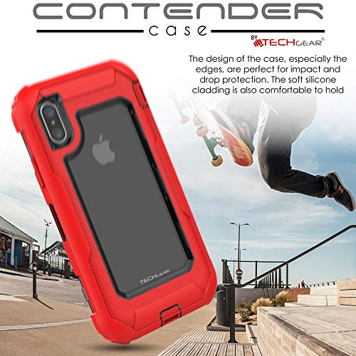 [Contender Case] iPhone XS Max Heavy Duty Case with Built-in Screen Protector, 360 [Full Body] Protective Cover with Kick Stand