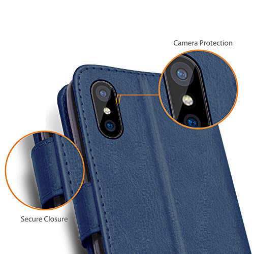 [Wallet Case] Protective Cover with Cash & Card Holder, Stand and Wrist Strap For Apple iPhone XS Max
