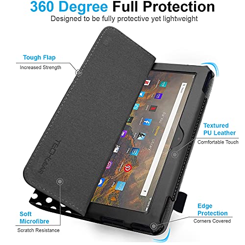 [Folio Case] Smart Cover Stand with Auto Sleep/Wake & Hand Strap For Amazon Fire HD 10" / HD 10" Plus (2021/11th Generation)