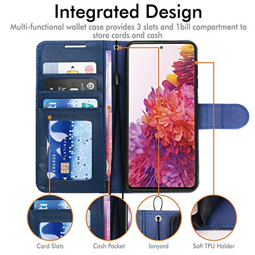 [Wallet Case] Protective Cover with Cash & Card Holder, Stand and Wrist Strap For Samsung Galaxy S20 FE