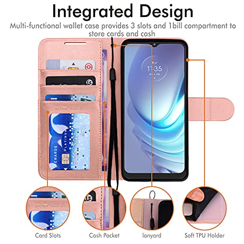 [Wallet Case] Protective Cover with Cash & Card Holder, Stand and Wrist Strap For Motorola Moto G50