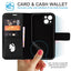 [Leather Wallet Case] Genuine Leather [RFID Blocking] Magnetic Flip Case with Card & Slots and Stand For iPhone 13 6.1"