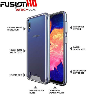 [Fusion HD Case] Shockproof Fused Gel Bumper & Hard Back Slim Clear Cover for Samsung Galaxy A10
