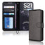 [Wallet Case] Protective Cover with Cash & Card Holder, Stand and Wrist Strap For Samsung Galaxy S21