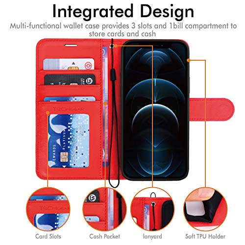 [Wallet Case] Protective Cover with Cash & Card Holder, Stand and Wrist Strap For Apple iPhone 12 Pro Max