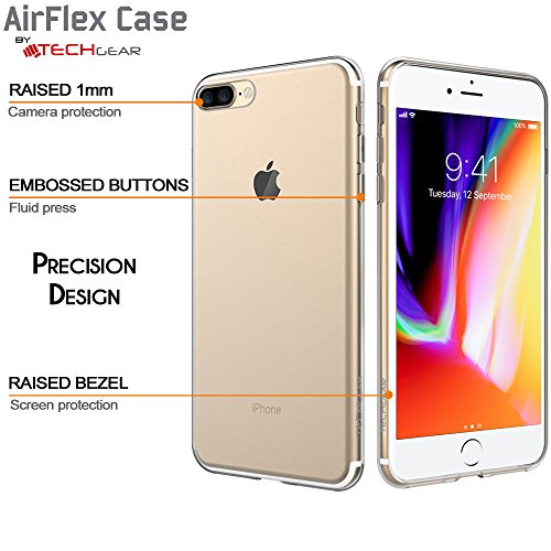 [AirFlex Case] Crystal Clear Slim & Light, Protective,  Soft Gel Cover for iPhone 8 Plus / iPhone 7 Plus