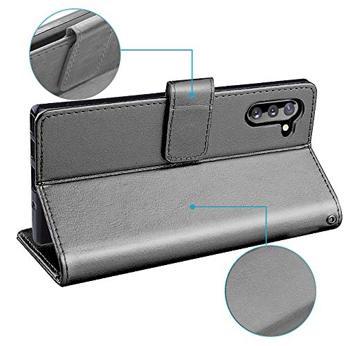[Wallet Case] Protective Cover with Cash & Card Holder, Stand and Wrist Strap For Samsung Note 10