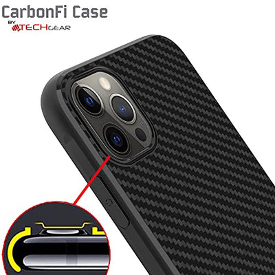 [CarbonFi Case] Flexible Shockproof  Slim Fit Case Cover with Carbon Fibre Detailing for iPhone 12 Pro Max