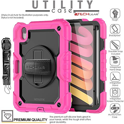 [UTILITY Case] Full Body Shockproof Case with Stand, Hand & Shoulder Strap for Apple iPad Mini 7 / Mini 6 8.3" [7th / 6th Generation]