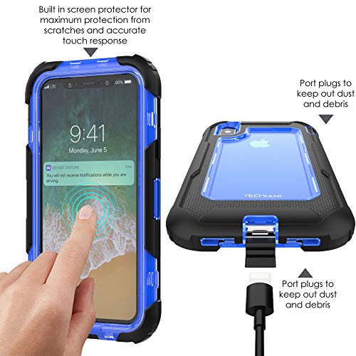 [Contender Case] iPhone XS Max Heavy Duty Case with Built-in Screen Protector, 360 [Full Body] Protective Cover with Kick Stand