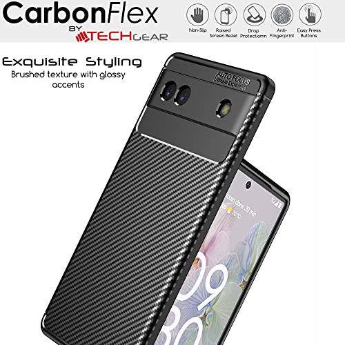 [CarbonFlex Case] Premium Shockproof Soft Slim Cover with Carbon Fibre Effect For Google Pixel 6a