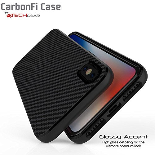 [CarbonFi Case] Flexible Shockproof  Slim Fit Case Cover with Carbon Fibre Detailing for iPhone X 5.8"