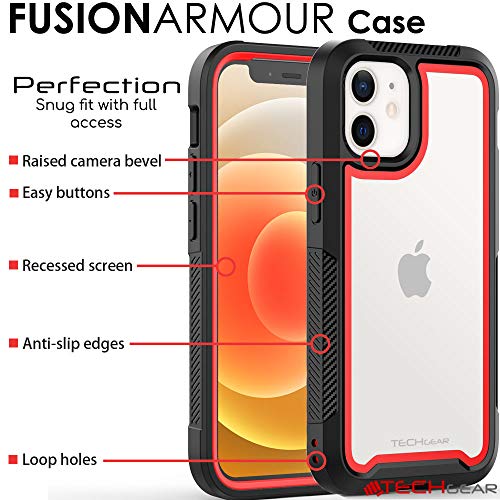 [Fusion Armour Case] Premium Slim Hybrid Tough Heavy Duty, Clear Back Bumper Case for iPhone 12 Mini