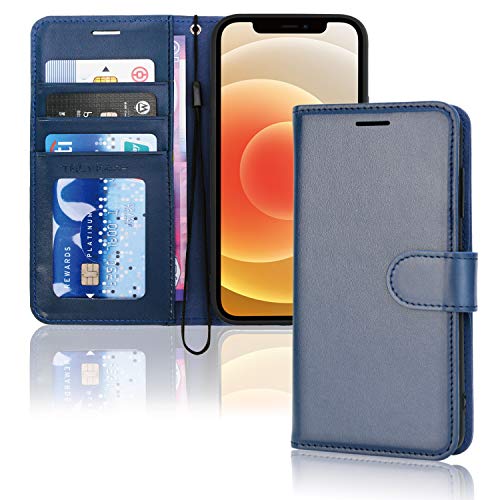 [Wallet Case] Protective Cover with Cash & Card Holder, Stand and Wrist Strap For Apple iPhone 12 Mini