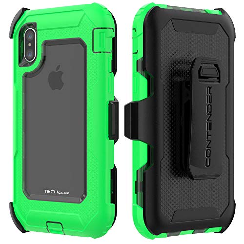 [Contender Case] iPhone XS Max Heavy Duty Case with Built-in Screen Protector, 360 [Full Body] Protective Cover with Kick Stand