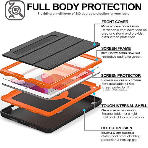 [D-FENCE Case] Tough & Rugged Smart Case For Apple iPad 10.2" 9th, 8th, 7th Generation