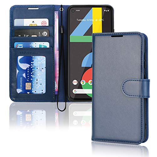 [Wallet Case] Protective Cover with Cash & Card Holder, Stand and Wrist Strap For Google Pixel 4a