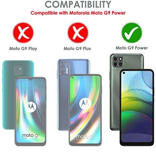[Wallet Case] Protective Cover with Cash & Card Holder, Stand and Wrist Strap For Motorola Moto G9 Power