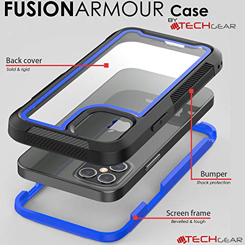 [Fusion Armour Case] Premium Slim Hybrid Tough Heavy Duty, Clear Back Bumper Case for iPhone 12 Mini