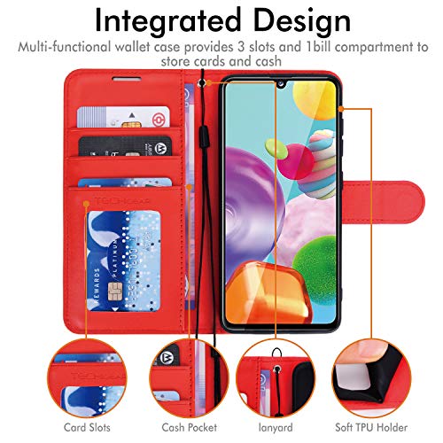 [Wallet Case] Protective Cover with Cash & Card Holder, Stand and Wrist Strap For Samsung Galaxy A21s