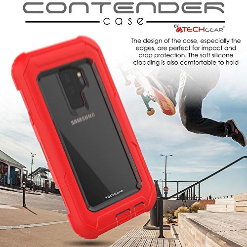 [Contender Case] Samsung Galaxy S9 Plus Heavy Duty Case with Built-in Screen Protector, 360 [Full Body] Protective Cover with Kick Stand