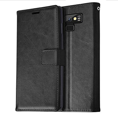 [Wallet Case] Protective Cover with Cash & Card Holder, Stand and Wrist Strap For Samsung Note 9