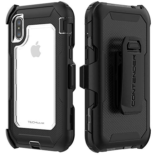 [Contender Case] iPhone XS Max Heavy Duty Case with Built-in Screen Protector, 360 [Full Body] Protective Cover with Kick Stand