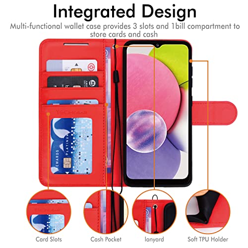 [Wallet Case] Protective Cover with Cash & Card Holder, Stand and Wrist Strap For Samsung Galaxy A03s