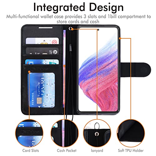 [Wallet Case] Protective Cover with Cash & Card Holder, Stand and Wrist Strap For Samsung Galaxy A13