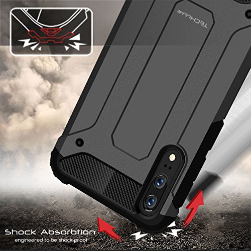 [Tough Armoured Case] ShockProof Dual-Layer Protective Heavy Duty Cover for Huawei P20